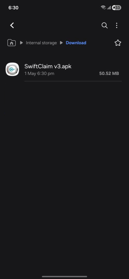 APK install screen