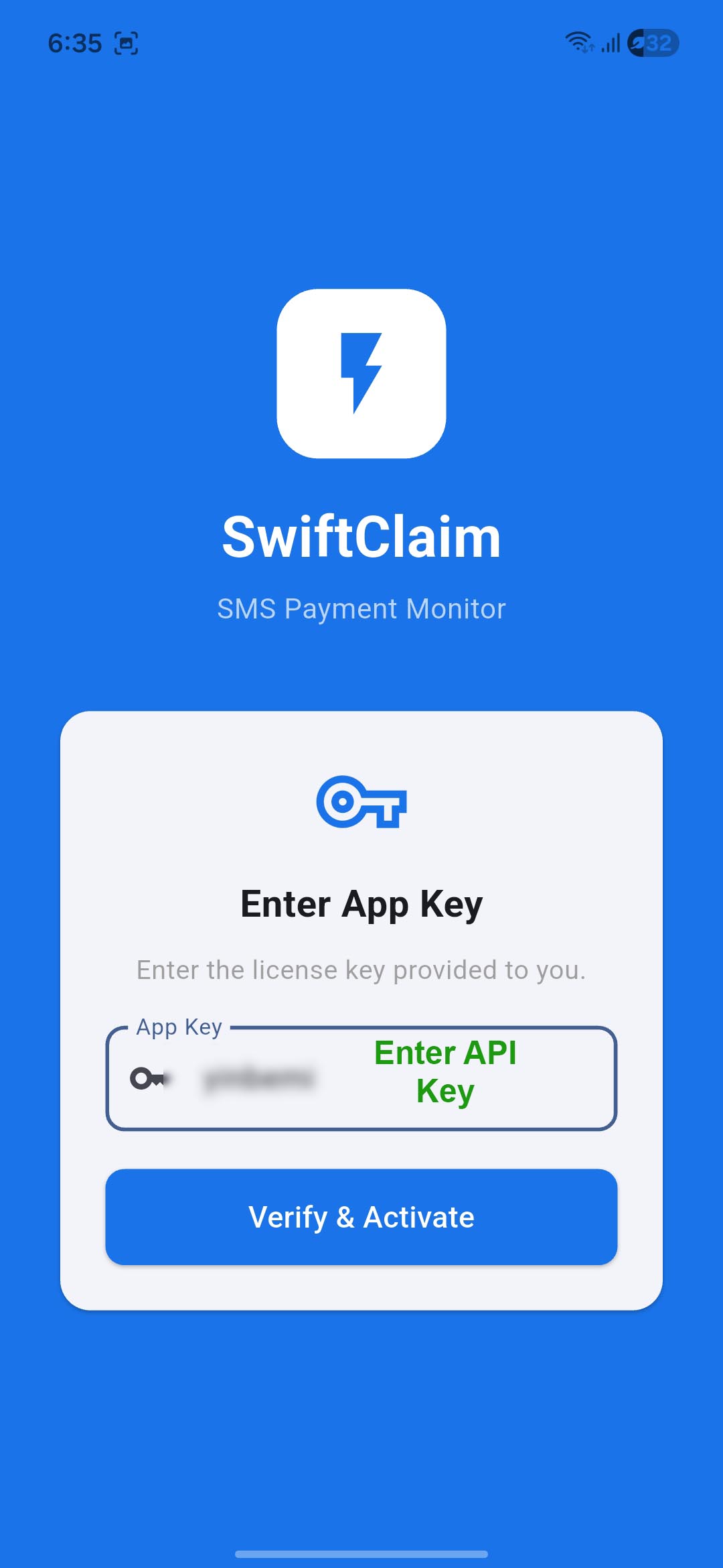 SwiftClaim screen 1